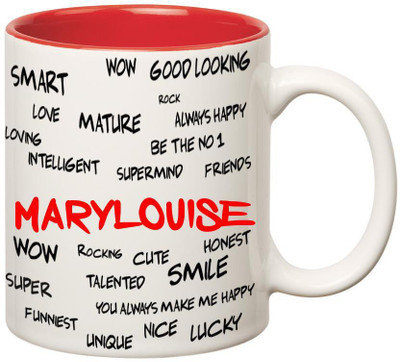 

Huppme Good Personality Marylouise Inner Red Ceramic Mug(350 ml), Red;white