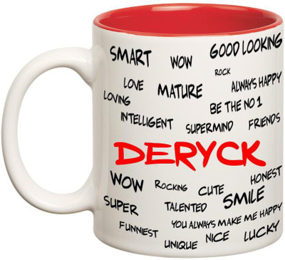 

Huppme Good Personality Deryck Inner Red Ceramic Mug(350 ml), Red;white
