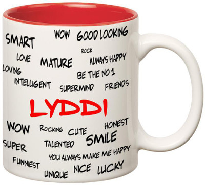 

Huppme Good Personality Lyddi Inner Red Ceramic Mug(350 ml), Red;white