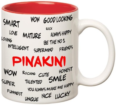 

Huppme Good Personality Pinakini Inner Red Ceramic Mug(350 ml), Red;white