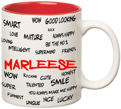 

Huppme Good Personality Marleese Inner Red Ceramic Mug(350 ml), Red;white