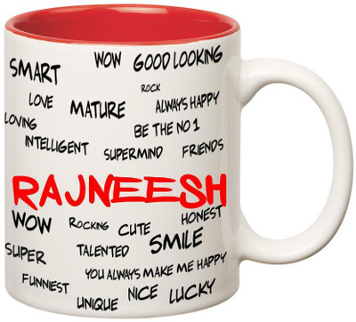 

Huppme Good Personality Rajneesh Inner Red Ceramic Mug(350 ml), Red;white