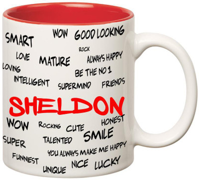 

Huppme Good Personality Sheldon Inner Red Ceramic Mug(350 ml), Red;white