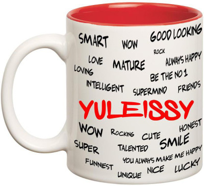 

Huppme Good Personality Yuleissy Inner Red Ceramic Mug(350 ml), Red;white