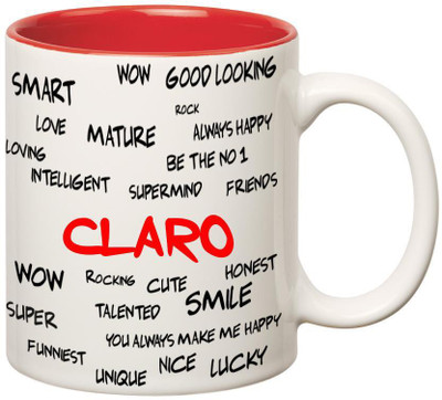 

Huppme Good Personality Claro Inner Red Ceramic Mug(350 ml), Red;white