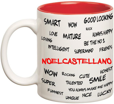 

Huppme Good Personality Noelcastellano Inner Red Ceramic Mug(350 ml), Red;white