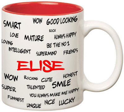 

Huppme Good Personality Elise Inner Red Ceramic Mug(350 ml), Red;white