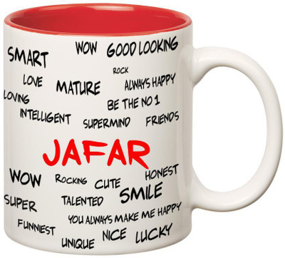 

Huppme Good Personality Jafar Inner Red Ceramic Mug(350 ml), Red;white