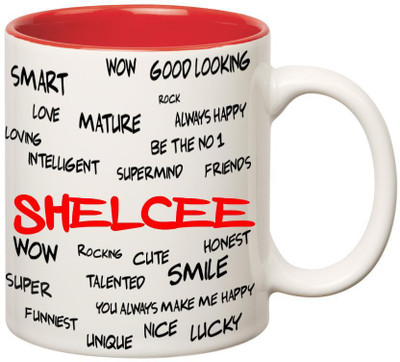 

Huppme Good Personality Shelcee Inner Red Ceramic Mug(350 ml), Red;white