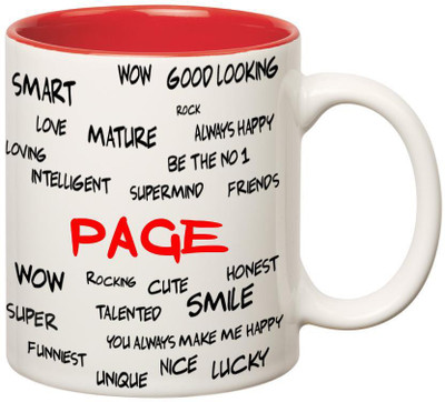 

Huppme Good Personality Page Inner Red Ceramic Mug(350 ml), Red;white