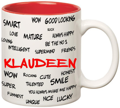 

Huppme Good Personality Klaudeen Inner Red Ceramic Mug(350 ml), Red;white
