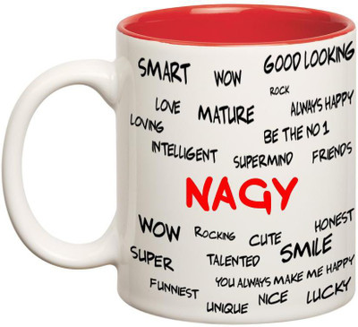 

Huppme Good Personality Nagy Inner Red Ceramic Mug(350 ml), Red;white