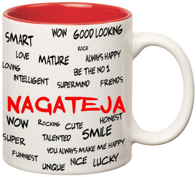 

Huppme Good Personality Nagateja Inner Red Ceramic Mug(350 ml), Red;white