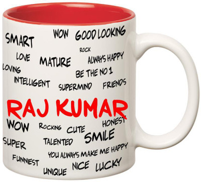 

Huppme Good Personality Raj Kumar Inner Red Ceramic Mug(350 ml), Red;white