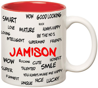 

Huppme Good Personality Jamison Inner Red Ceramic Mug(350 ml), Red;white