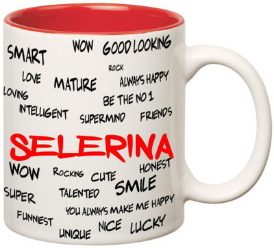 

Huppme Good Personality Selerina Inner Red Ceramic Mug(350 ml), Red;white