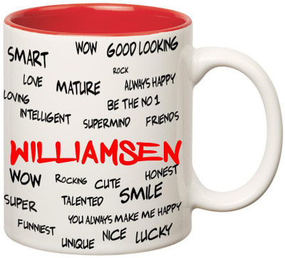 

Huppme Good Personality Williamsen Inner Red Ceramic Mug(350 ml), Red;white