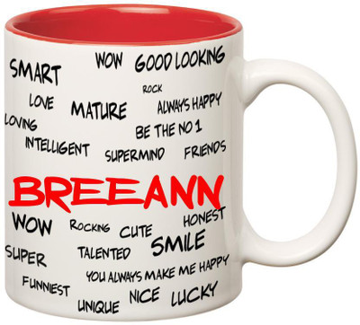 

Huppme Good Personality Breeann Inner Red Ceramic Mug(350 ml), Red;white