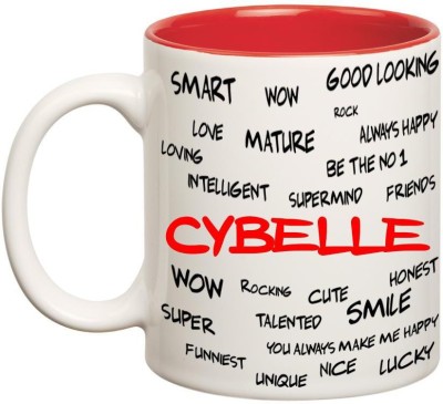 

Huppme Good Personality Cybelle Inner Red Ceramic Mug(350 ml), Red;white