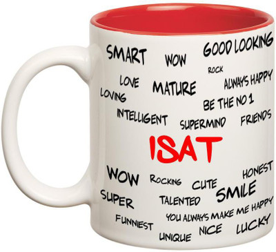 

Huppme Good Personality Isat Inner Red Ceramic Mug(350 ml), Red;white