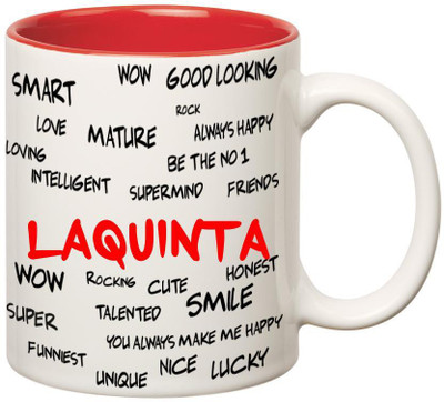 Huppme Good Personality Laquinta Inner Red Ceramic Mug(350 ml), Red;white