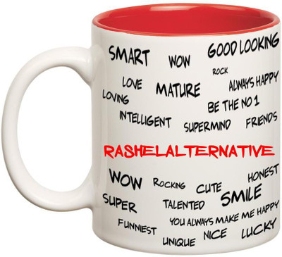 

Huppme Good Personality Rashelalternative Inner Red Ceramic Mug(350 ml), Red;white