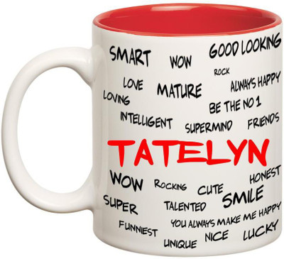 

Huppme Good Personality Tatelyn Inner Red Ceramic Mug(350 ml), Red;white