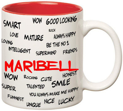 

Huppme Good Personality Maribell Inner Red Ceramic Mug(350 ml), Red;white