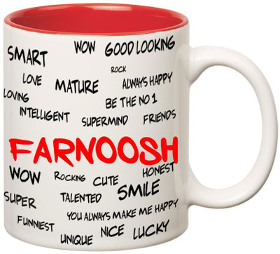 

Huppme Good Personality Farnoosh Inner Red Ceramic Mug(350 ml), Red;white
