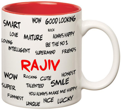 

Huppme Good Personality Rajiv Inner Red Ceramic Mug(350 ml), Red;white