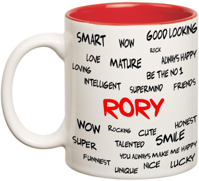

Huppme Good Personality Rory Inner Red Ceramic Mug(350 ml), Red;white
