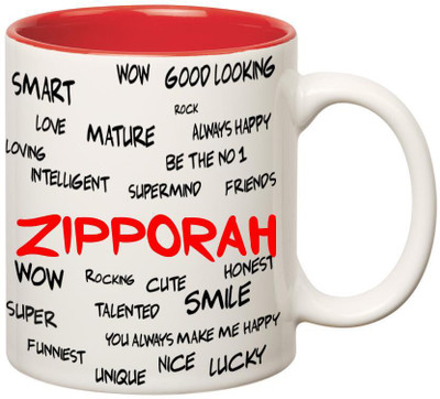 

Huppme Good Personality Zipporah Inner Red Ceramic Mug(350 ml), Red;white