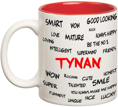 

Huppme Good Personality Tynan Inner Red Ceramic Mug(350 ml), Red;white