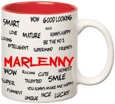 

Huppme Good Personality Marlenny Inner Red Ceramic Mug(350 ml), Red;white