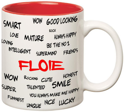 

Huppme Good Personality Floie Inner Red Ceramic Mug(350 ml), Red;white