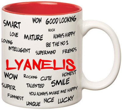 

Huppme Good Personality Lyanelis Inner Red Ceramic Mug(350 ml), Red;white