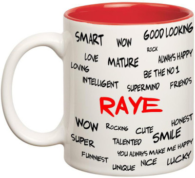 

Huppme Good Personality Raye Inner Red Ceramic Mug(350 ml), Red;white