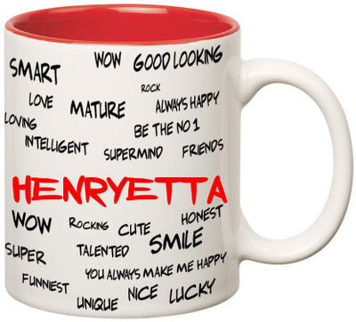 

Huppme Good Personality Henryetta Inner Red Ceramic Mug(350 ml), Red;white