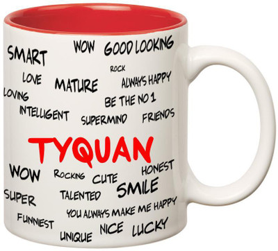 

Huppme Good Personality Tyquan Inner Red Ceramic Mug(350 ml), Red;white