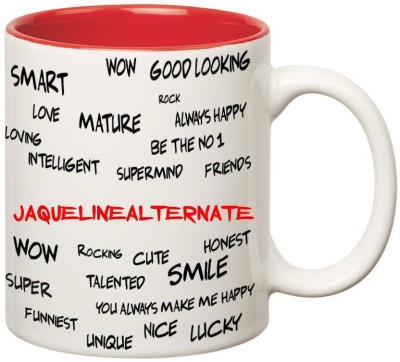 

Huppme Good Personality Jaquelinealternate Inner Red Ceramic Mug(350 ml), Red;white