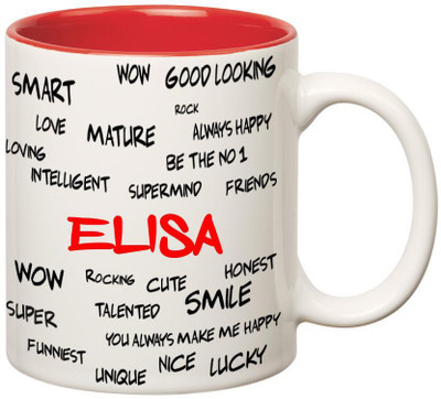 

Huppme Good Personality Elisa Inner Red Ceramic Mug(350 ml), Red;white