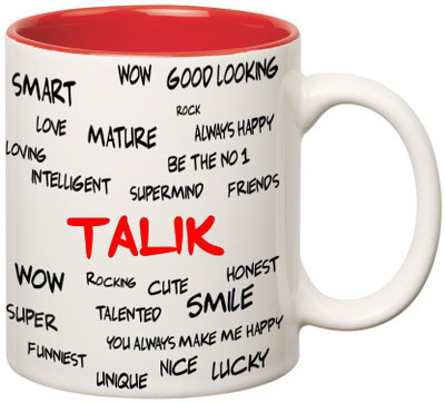 

Huppme Good Personality Talik Inner Red Ceramic Mug(350 ml), Red;white