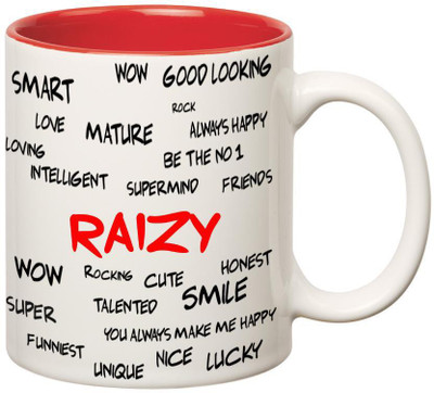

Huppme Good Personality Raizy Inner Red Ceramic Mug(350 ml), Red;white