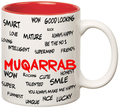 

Huppme Good Personality Muqarrab Inner Red Ceramic Mug(350 ml), Red;white