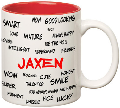 

Huppme Good Personality Jaxen Inner Red Ceramic Mug(350 ml), Red;white