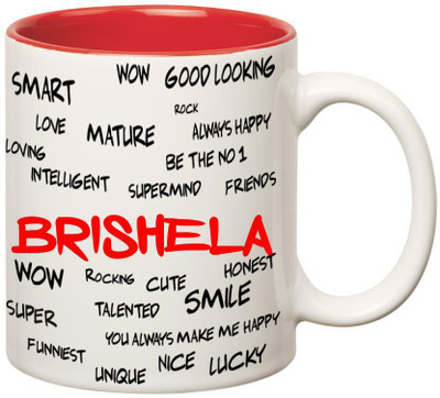 

Huppme Good Personality Brishela Inner Red Ceramic Mug(350 ml), Red;white