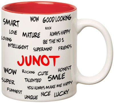 

Huppme Good Personality Junot Inner Red Ceramic Mug(350 ml), Red;white