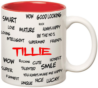 

Huppme Good Personality Tillie Inner Red Ceramic Mug(350 ml), Red;white