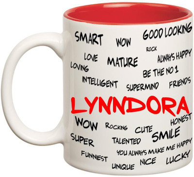 

Huppme Good Personality Lynndora Inner Red Ceramic Mug(350 ml), Red;white