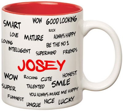 

Huppme Good Personality Josey Inner Red Ceramic Mug(350 ml), Red;white